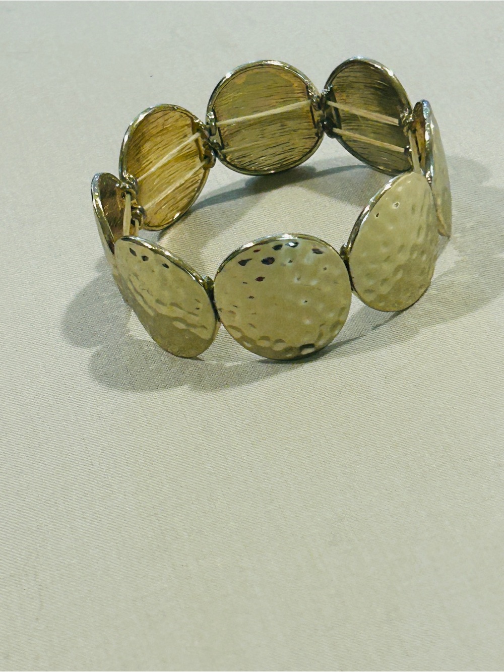 Hammered Gold Disc Stretch Bracelet - Women Jewelry